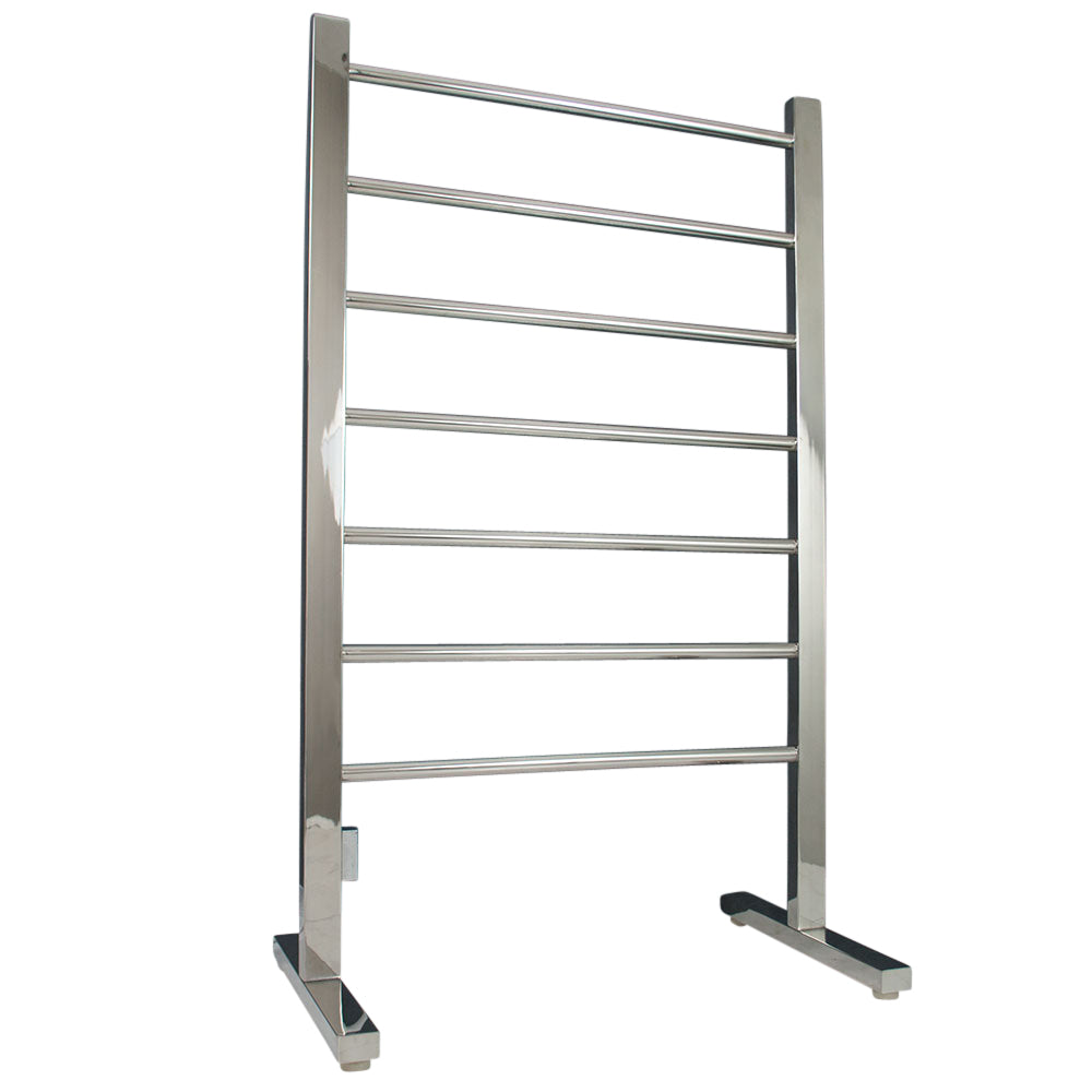 RADIANT HEATING 7-BARS FREESTANDING HEATED TOWEL RAIL CHROME 90WATTS 600MM