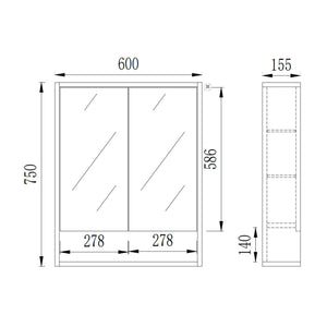 VITO GALLIO WALNUT SHAVING CABINET 600X750MM