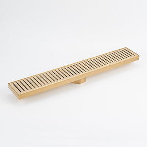 Radiant Heating Linear Slotted Floor Grate Brushed Gold