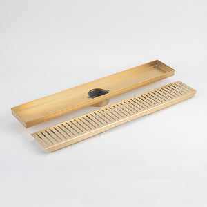 Radiant Heating Linear Slotted Floor Grate Brushed Gold - top view