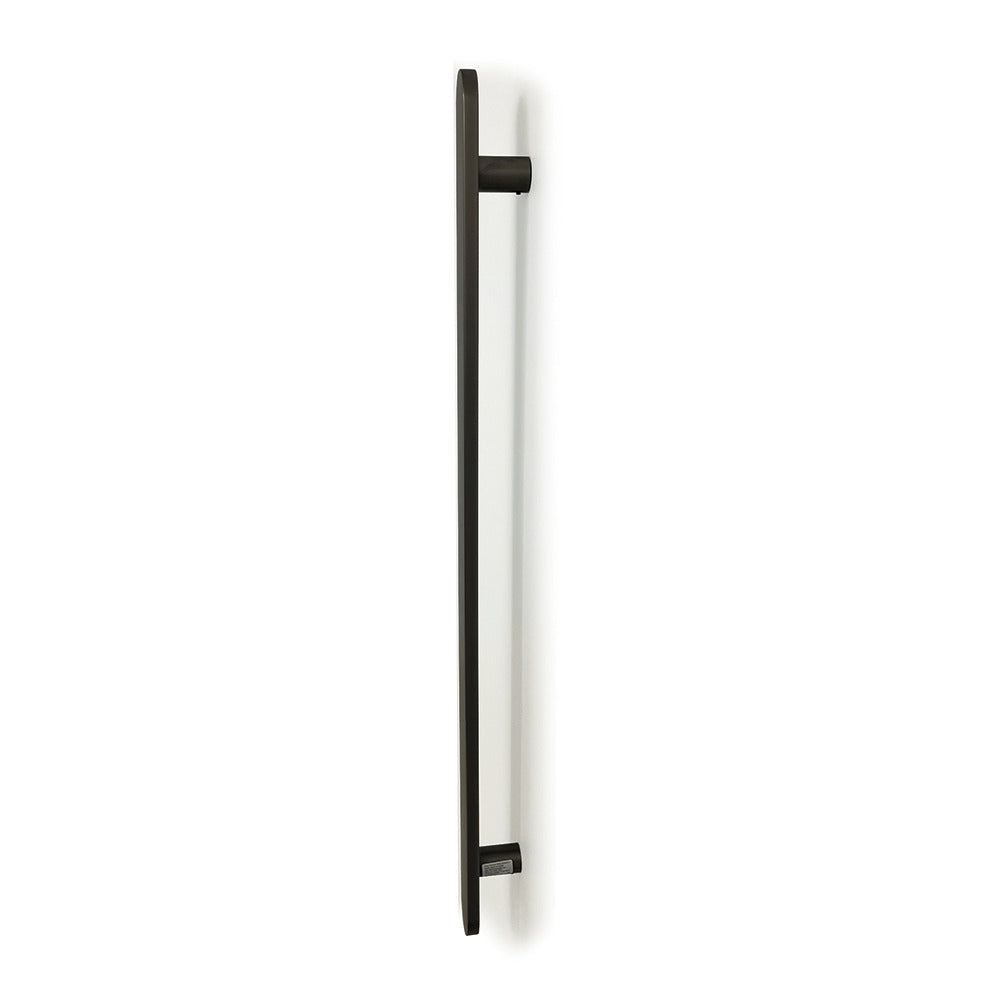 RADIANT HEATING VERTICAL FLAT BAR HEATED SINGLE TOWEL RAIL GUN METAL GREY 930MM