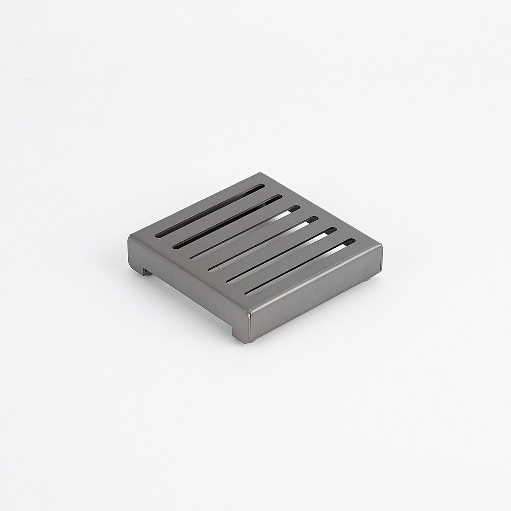 RADIANT HEATING SQUARE SLOTTED FLOOR GRATE GUN METAL GREY 100MM