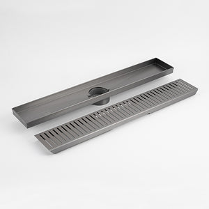 Radiant Heating Linear Slotted Floor Grate Gun Metal Grey - top view