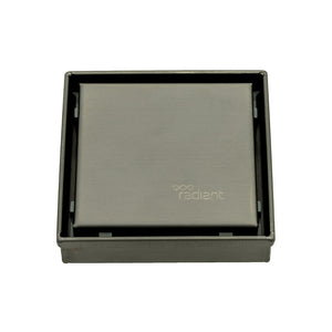 Radiant Heating Square Tile Insert Floor Grate 100mm Gun Metal Grey - top view