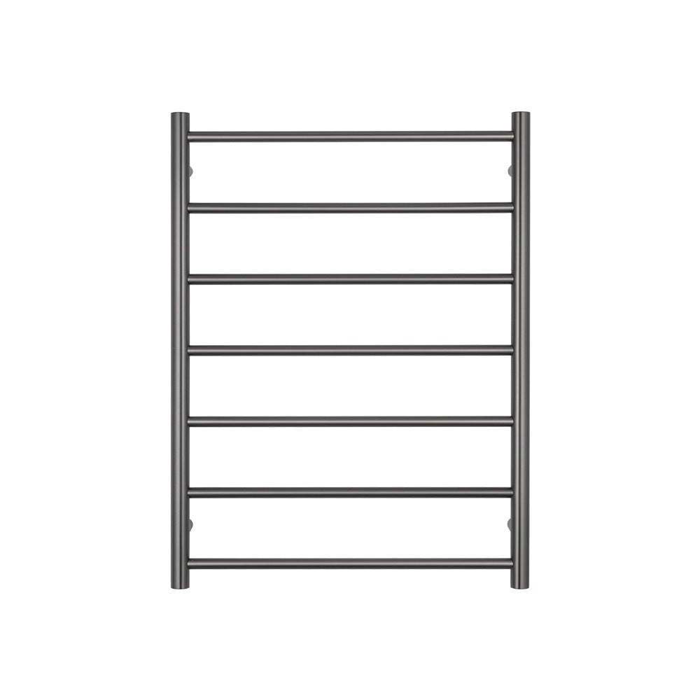 RADIANT HEATING 7-BARS ROUND HEATED TOWEL RAIL LOW VOLTAGE GUN METAL GREY 800MM