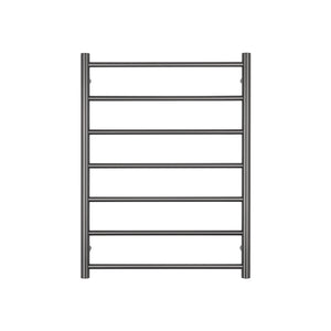 RADIANT HEATING 7-BARS ROUND HEATED TOWEL RAIL LOW VOLTAGE GUN METAL GREY 800MM