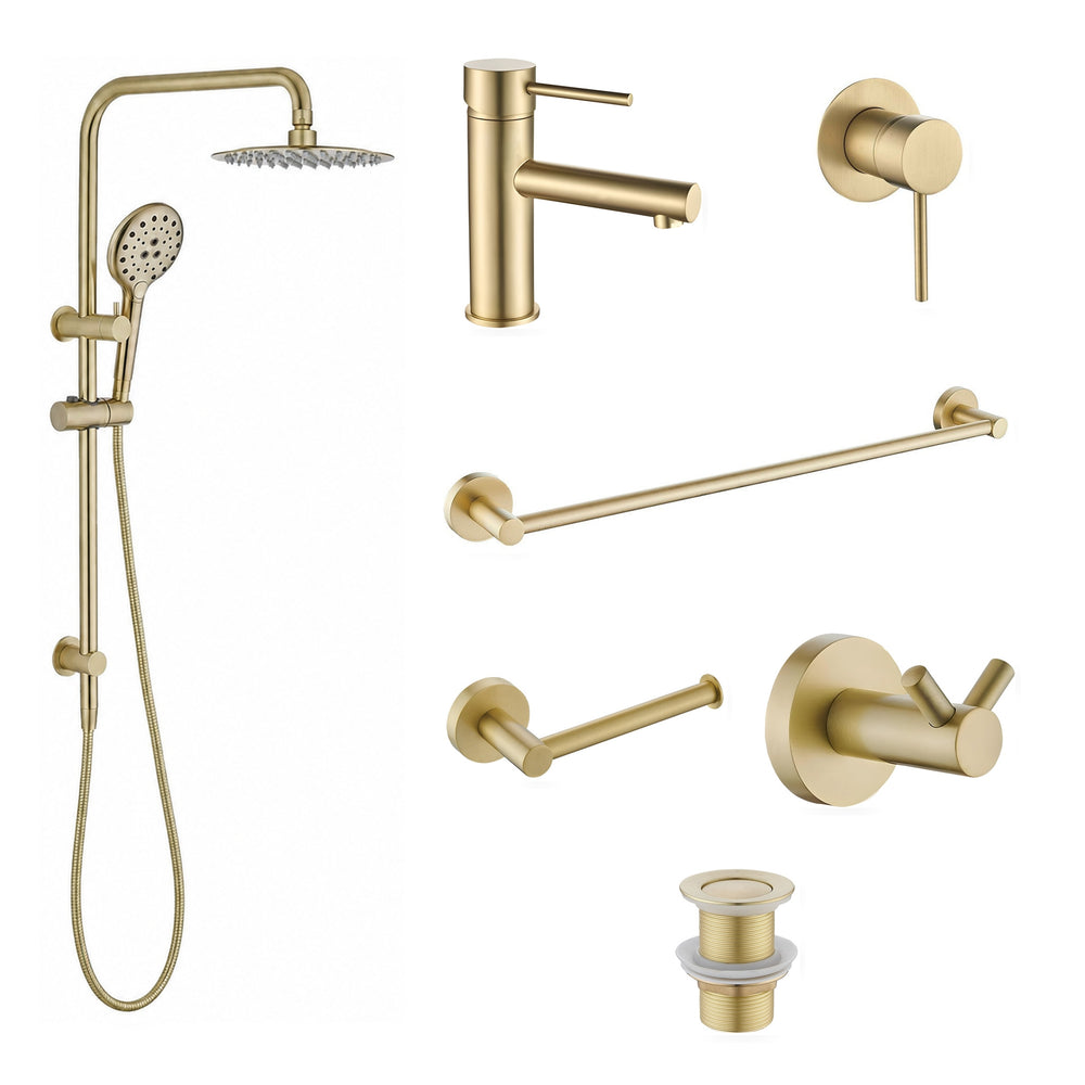 HELLYCAR IDEAL COMPLETE BATHROOM BUNDLE BRUSHED GOLD