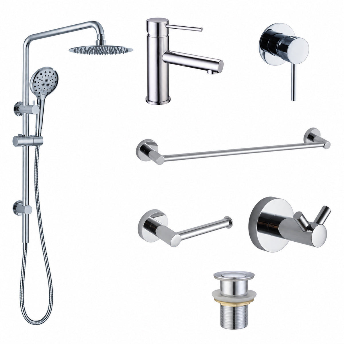 HELLYCAR IDEAL COMPLETE BATHROOM BUNDLE CHROME