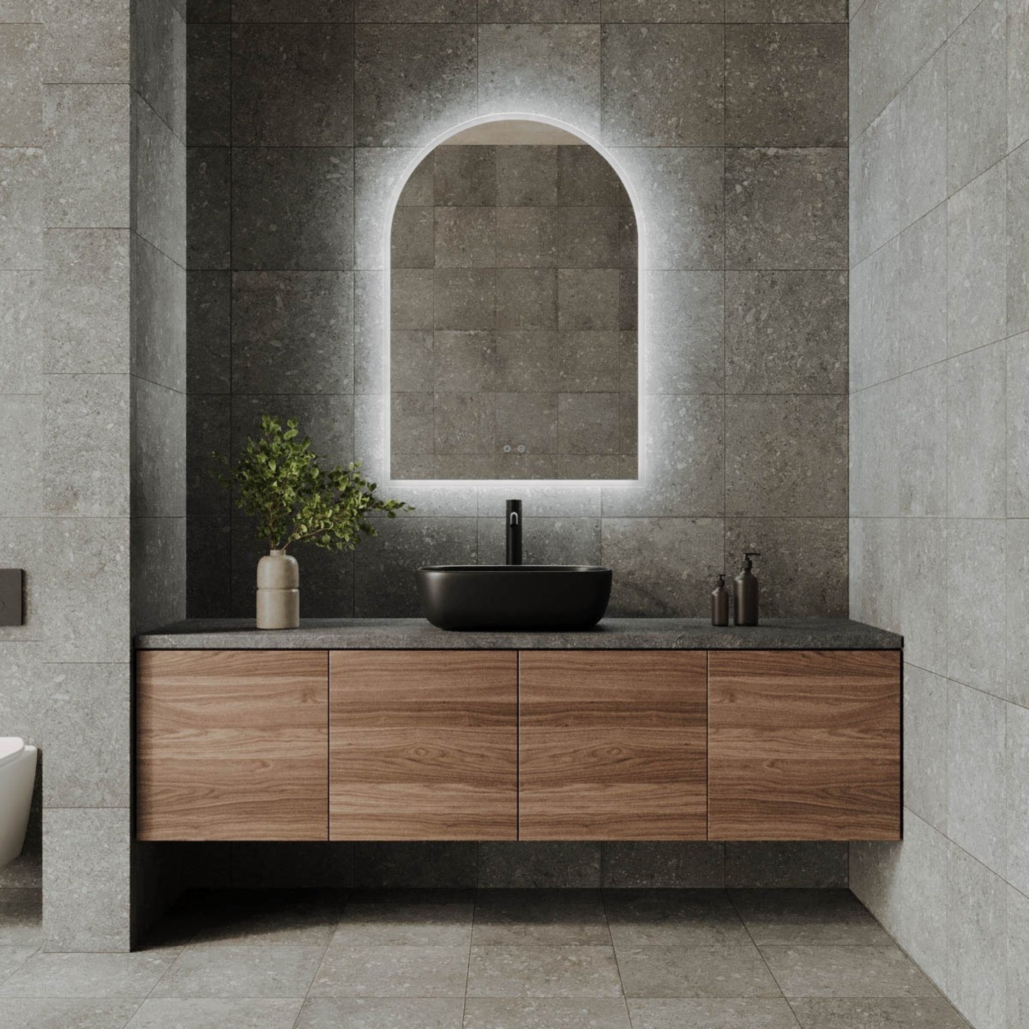 REMER ARCH FRAMELESS LED MIRROR W/ DEMISTER 700X1000MM