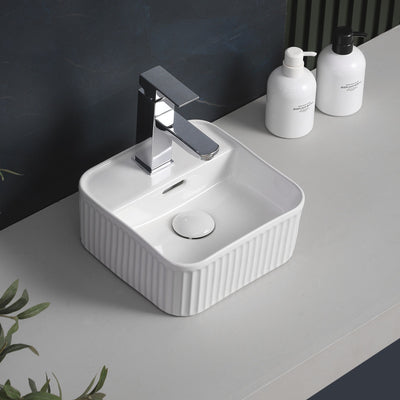 INFINITY ABOVE COUNTER CERAMIC BASIN GLOSS WHITE 275MM