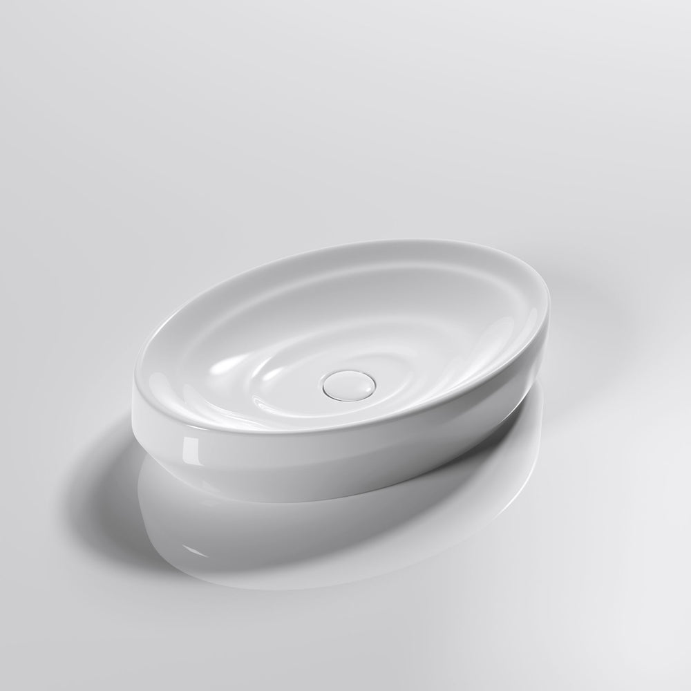 INFINITY ABOVE COUNTER CERAMIC BASIN GLOSS WHITE 600MM