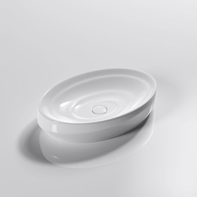 INFINITY ABOVE COUNTER CERAMIC BASIN GLOSS WHITE 600MM