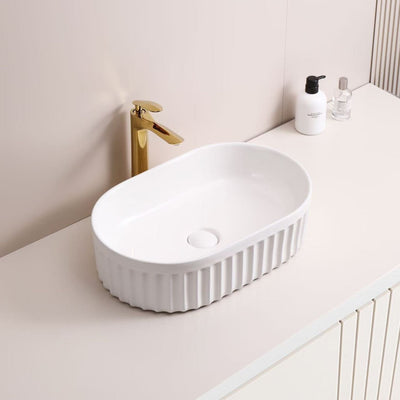 INFINITY ABOVE COUNTER CERAMIC BASIN MATTE WHITE 555MM