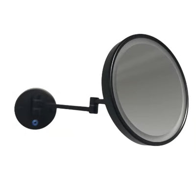 REMER ILLUSION ROUND LED MAGNIFYING MIRROR WITH ADJUSTABLE SWIVEL ARM MATTE BLACK 203X203MM