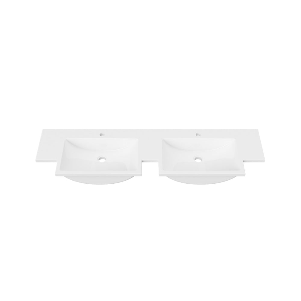 DUROCLASS MONACO FORWARD GLOSS WHITE DOUBLE BOWL SEMI-RECESSED VANITY TOP (AVAILABLE IN 1500MM AND 1800MM)
