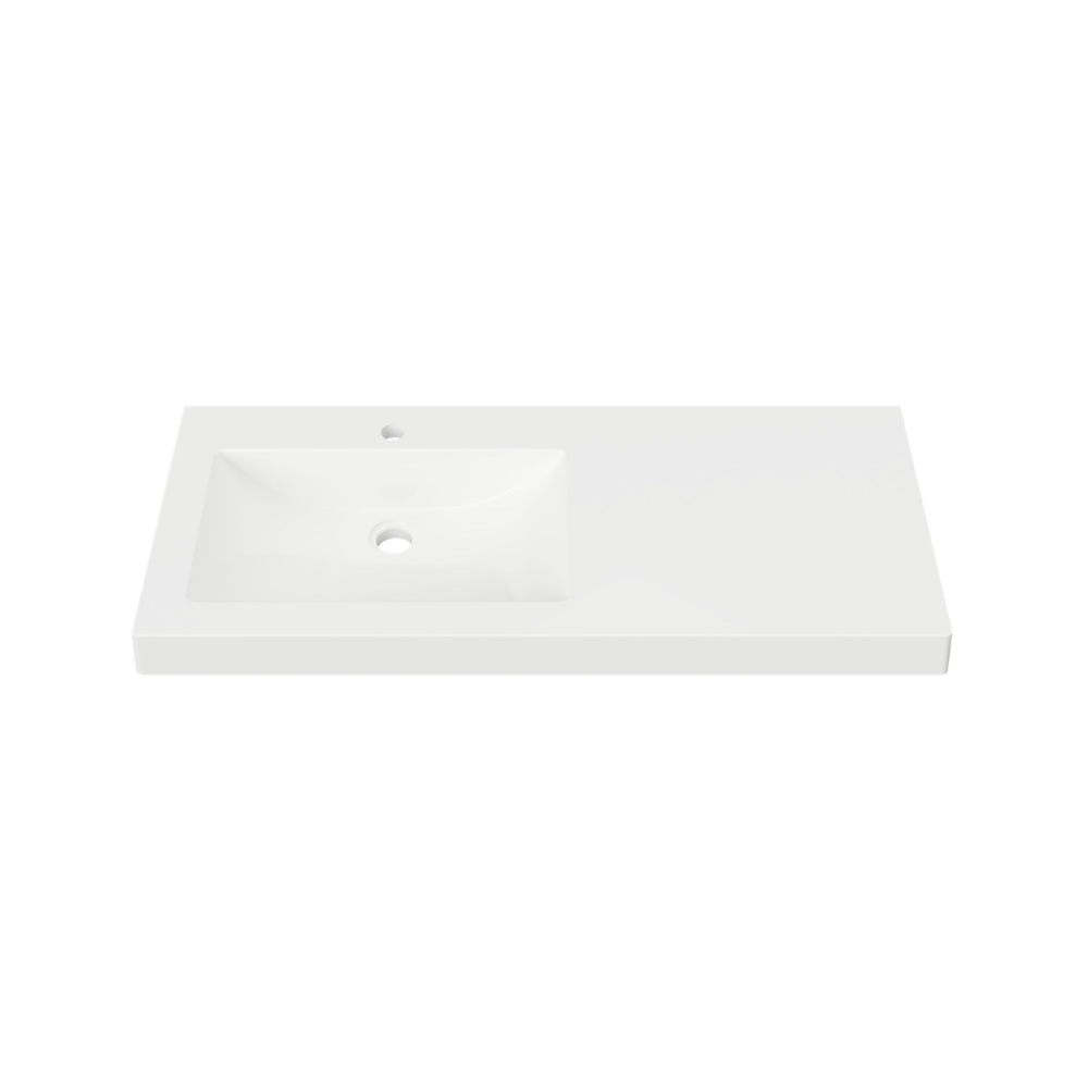 DUROCLASS MONACO GRAND GLOSS WHITE OFFSET SINGLE BOWL UNDERMOUNT VANITY TOP (MULTIPLE SIZES AVAILABLE)