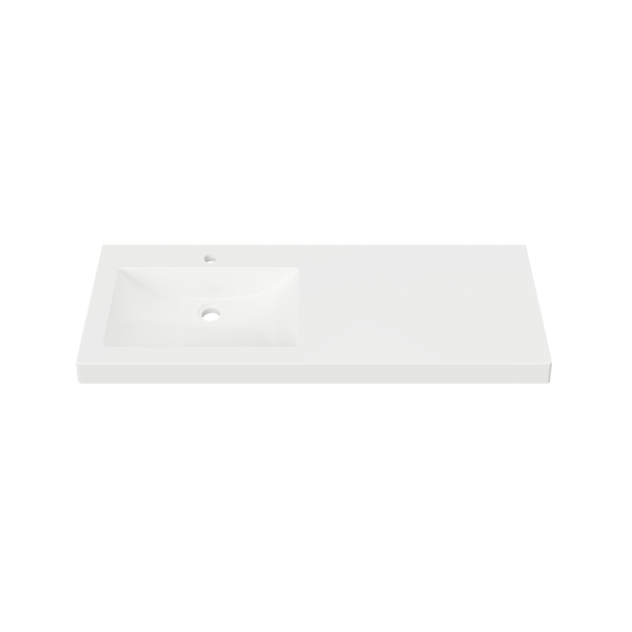 DUROCLASS MONACO GRAND GLOSS WHITE OFFSET SINGLE BOWL UNDERMOUNT VANITY TOP (MULTIPLE SIZES AVAILABLE)