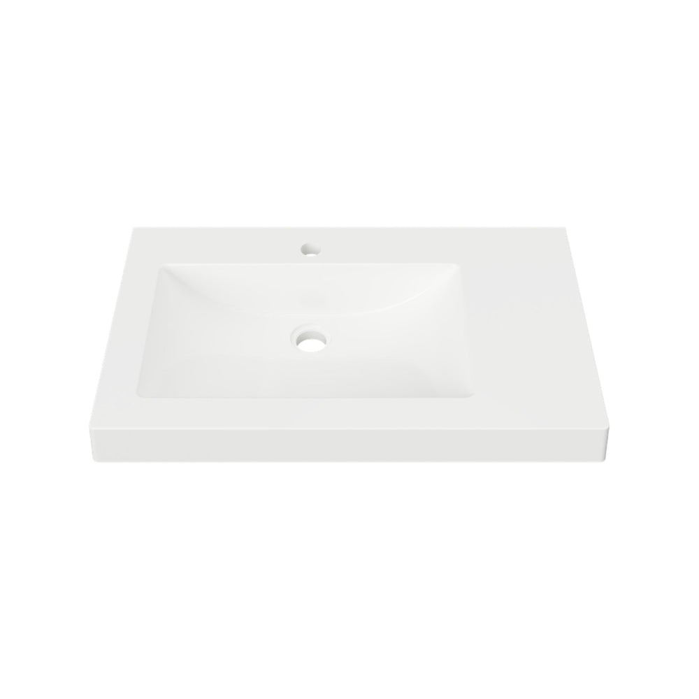 DUROCLASS MONACO GRAND GLOSS WHITE OFFSET SINGLE BOWL UNDERMOUNT VANITY TOP (MULTIPLE SIZES AVAILABLE)