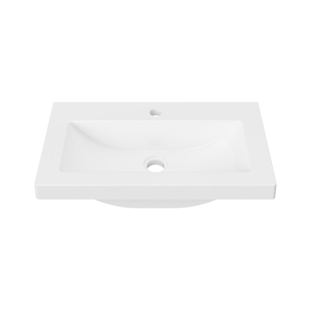 DUROCLASS MONACO MAJOR ENSUITE GLOSS WHITE SINGLE BOWL UNDERMOUNT VANITY TOP  (AVAILABLE IN 600MM AND 750MM)