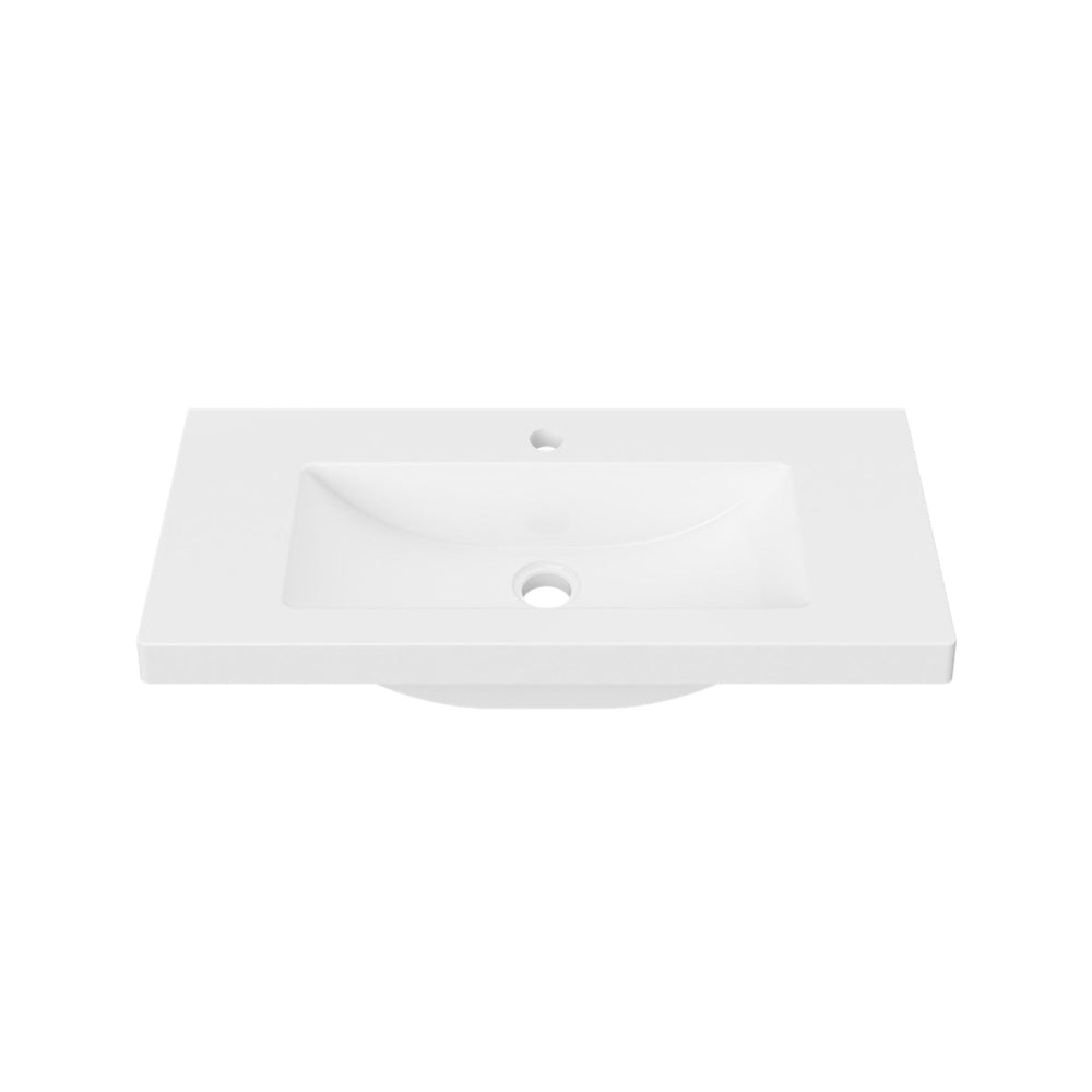 DUROCLASS MONACO MAJOR ENSUITE GLOSS WHITE SINGLE BOWL UNDERMOUNT VANITY TOP  (AVAILABLE IN 600MM AND 750MM)