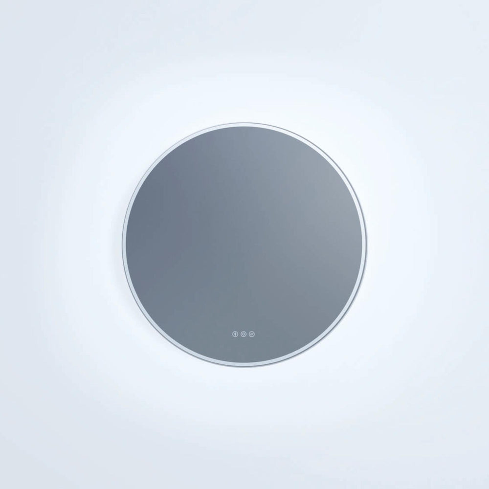 REMER SPHERE FRAMELESS LED MIRROR W/ DEMISTER, BLUETOOTH SPEAKERS & PORTABLE MAGNIFIER 600X600MM