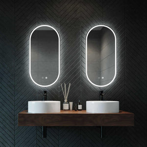 REMER GATSBY OVAL FRAMELESS LED MIRROR WITH DEMISTER 450X900MM