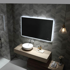 REMER KARA RECTANGLE FRAMELESS LED MIRROR W/ DEMISTER & BLUETOOTH SPEAKERS 900X600MM