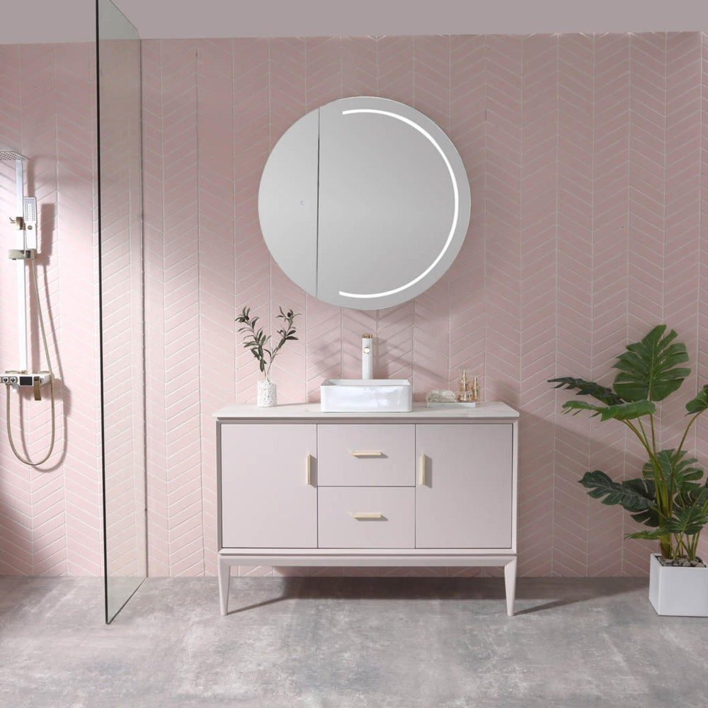 REMER PEARL FRAMELESS WHITE LED SHAVING CABINET 900X900MM