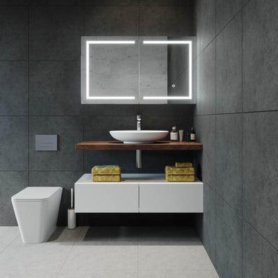 REMER VERA SILVER LED SHAVING CABINET 900X700MM