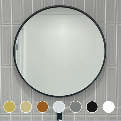 REMER MODERN ROUND FRAMED MIRROR WITH PORTABLE MAGNIFIER CUSTOM COLOURS 810X810MM