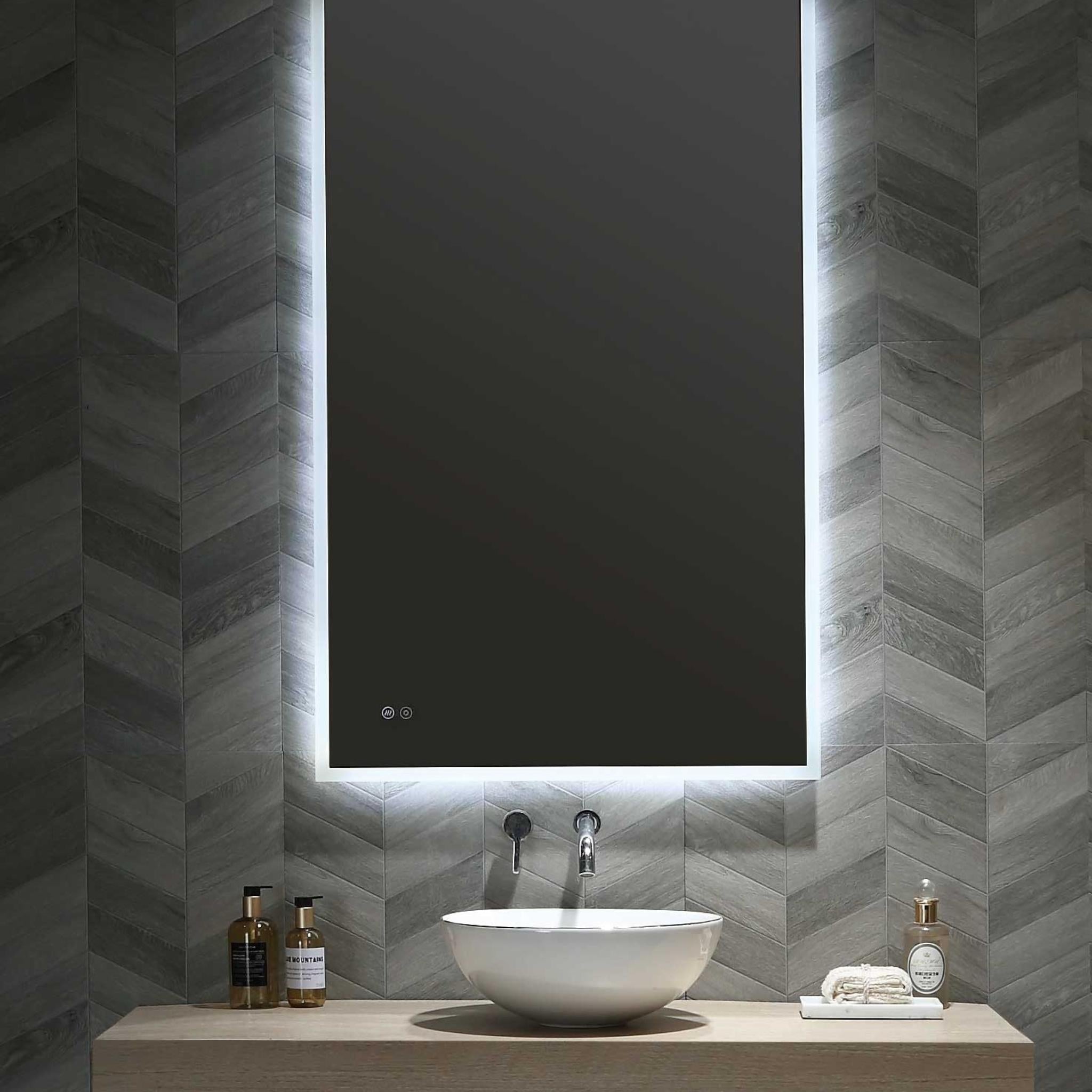 REMER KARA RECTANGLE FRAMELESS LED MIRROR W/ DEMISTER & PORTABLE MAGNIFIER 1200X750MM