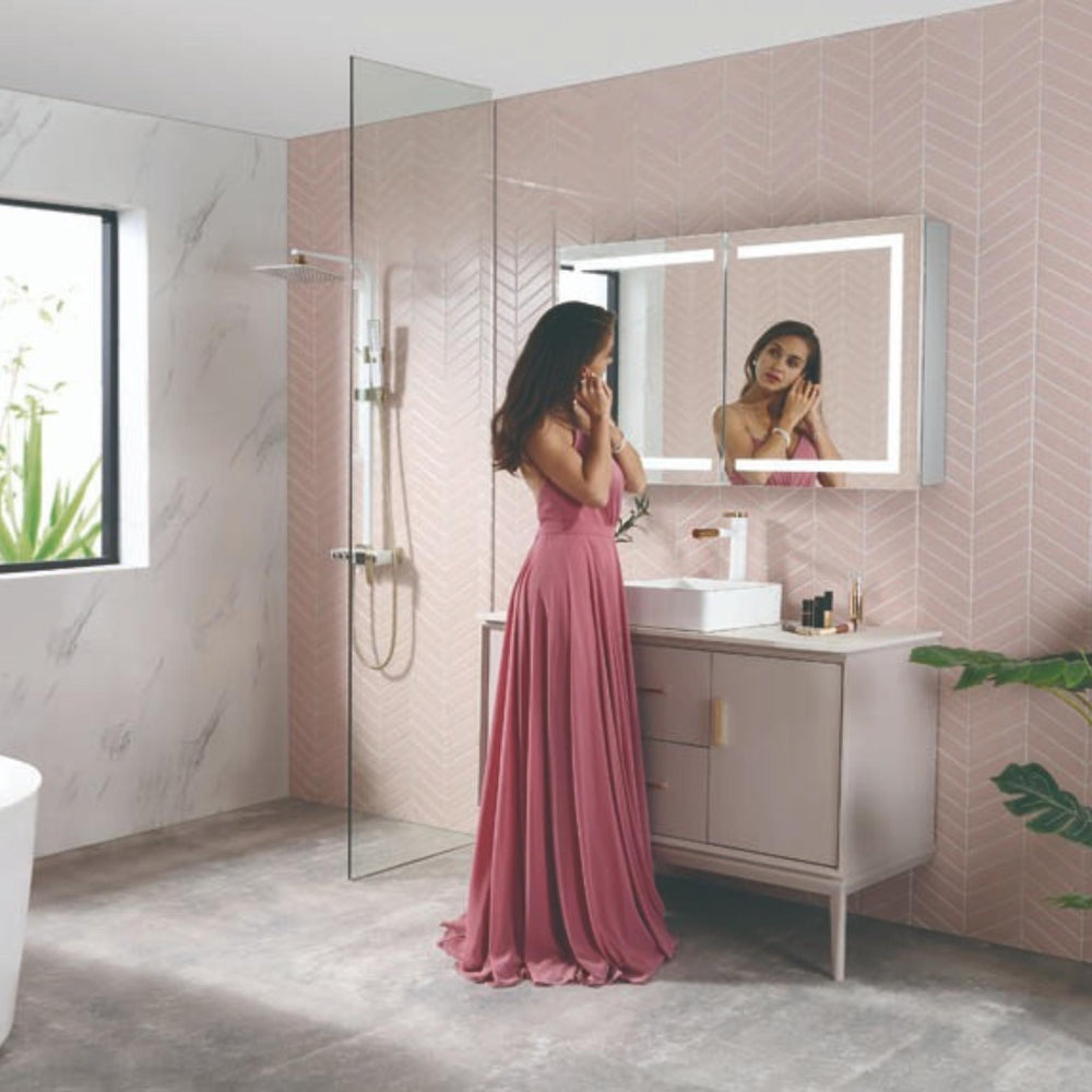 REMER VERA SILVER LED SHAVING CABINET 1200X700MM