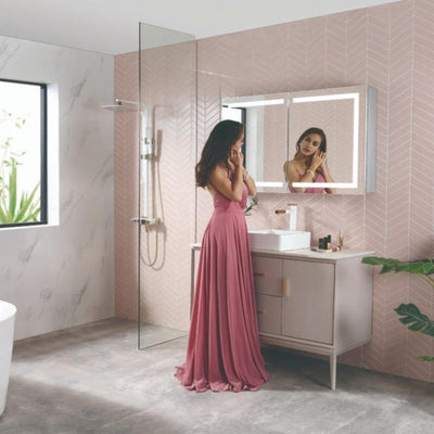 REMER VERA SILVER LED SHAVING CABINET 1200X700MM