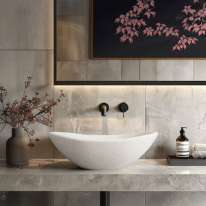 MADU ESTHER HAMMOCK ABOVE COUNTER BASIN TERRAZO STONE WHITE 595MM