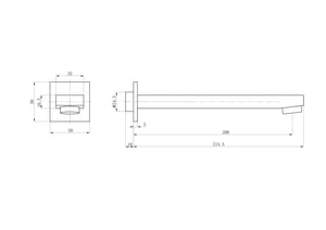 IKON CERAM WALL SPOUT BRUSHED GOLD - Technical Diagram