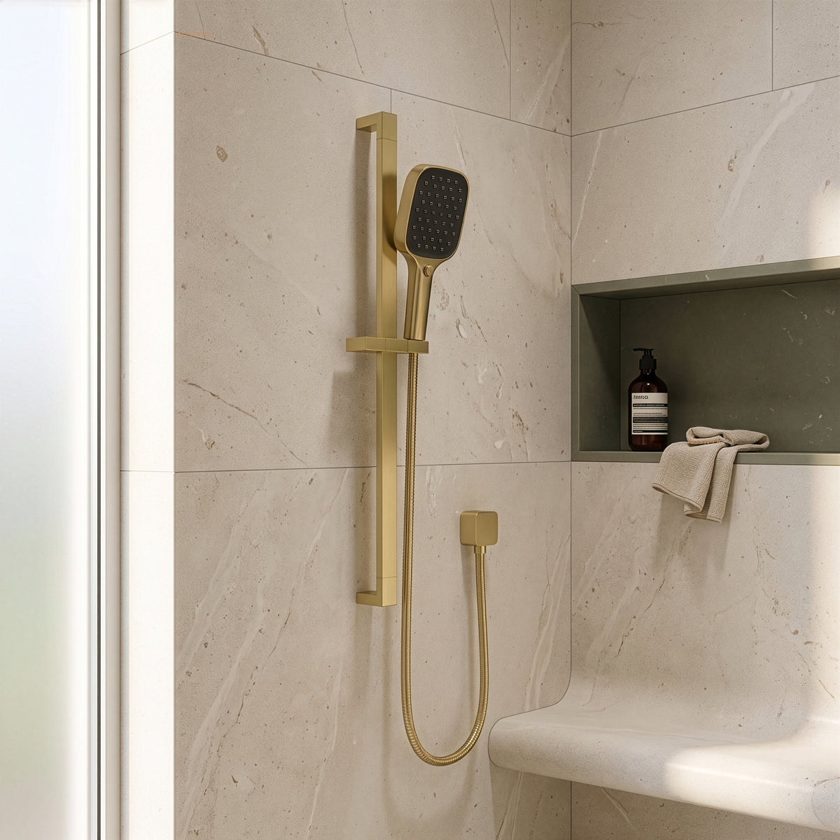 Ikon ceram rail shower brushed gold
