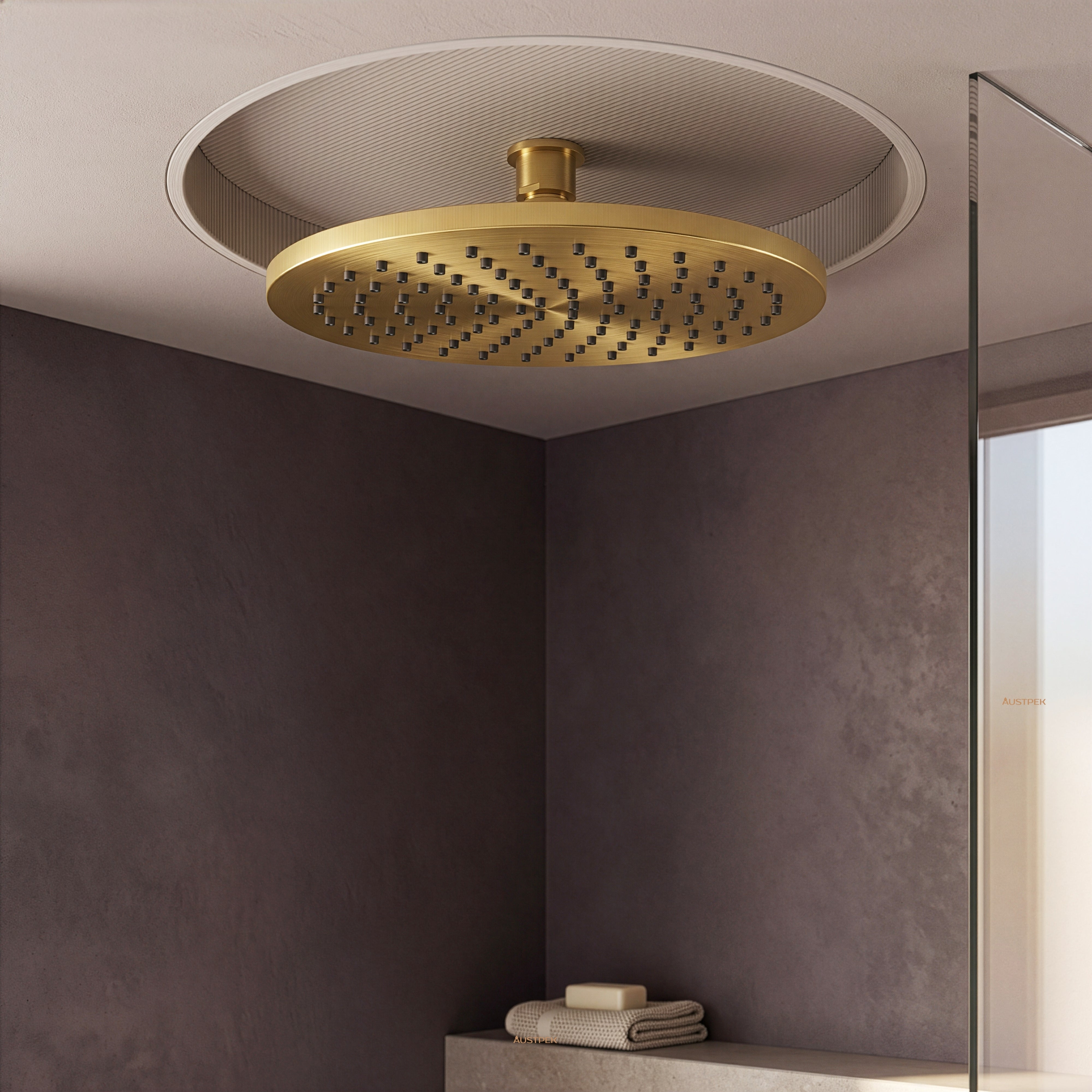 Ikon cora round brass shower head 200mm brushed gold