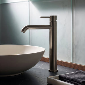 Ikon hali high rise basin mixer 291mm brushed nickel