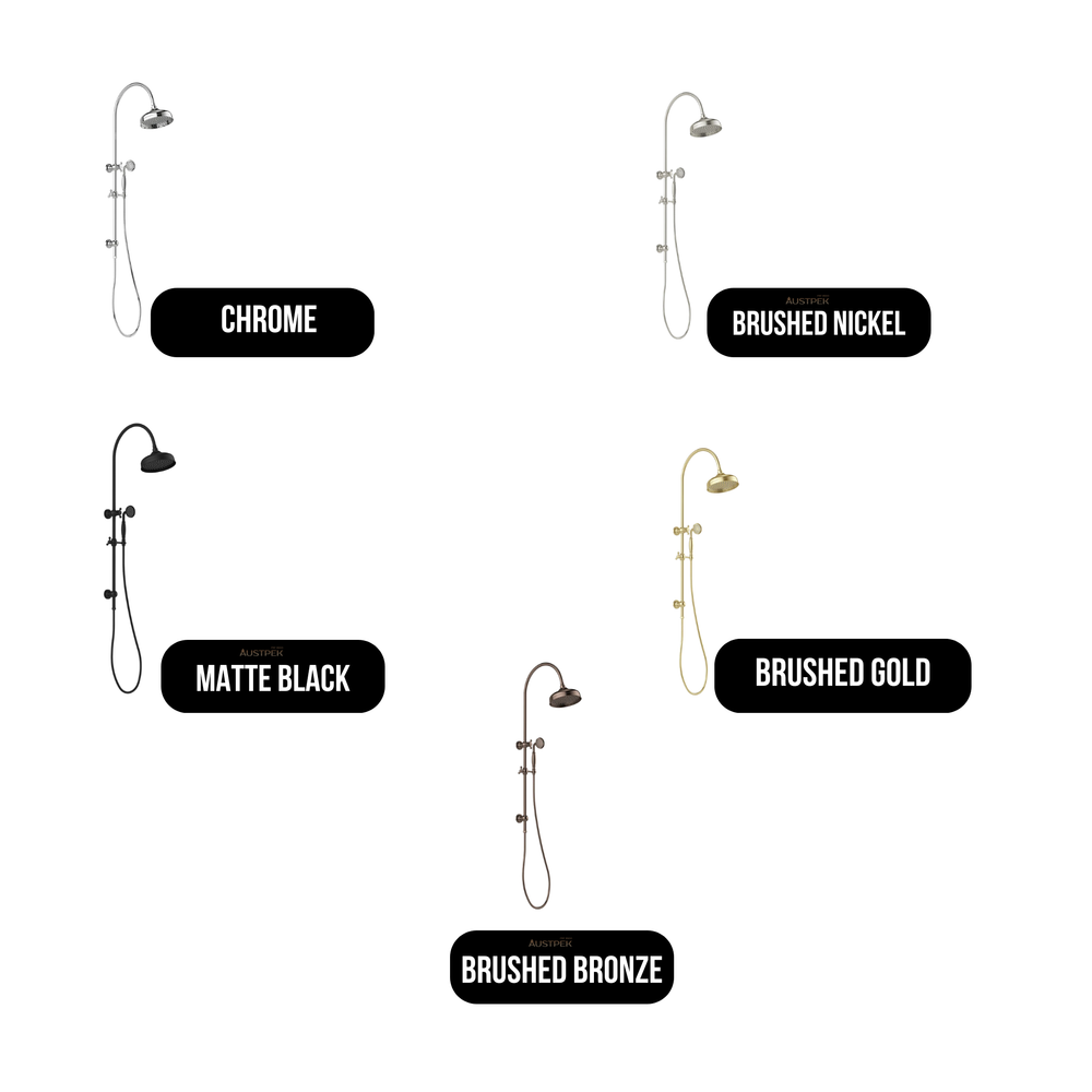 PHOENIX CROMFORD ROSE TWIN SHOWER 208MM CHROME