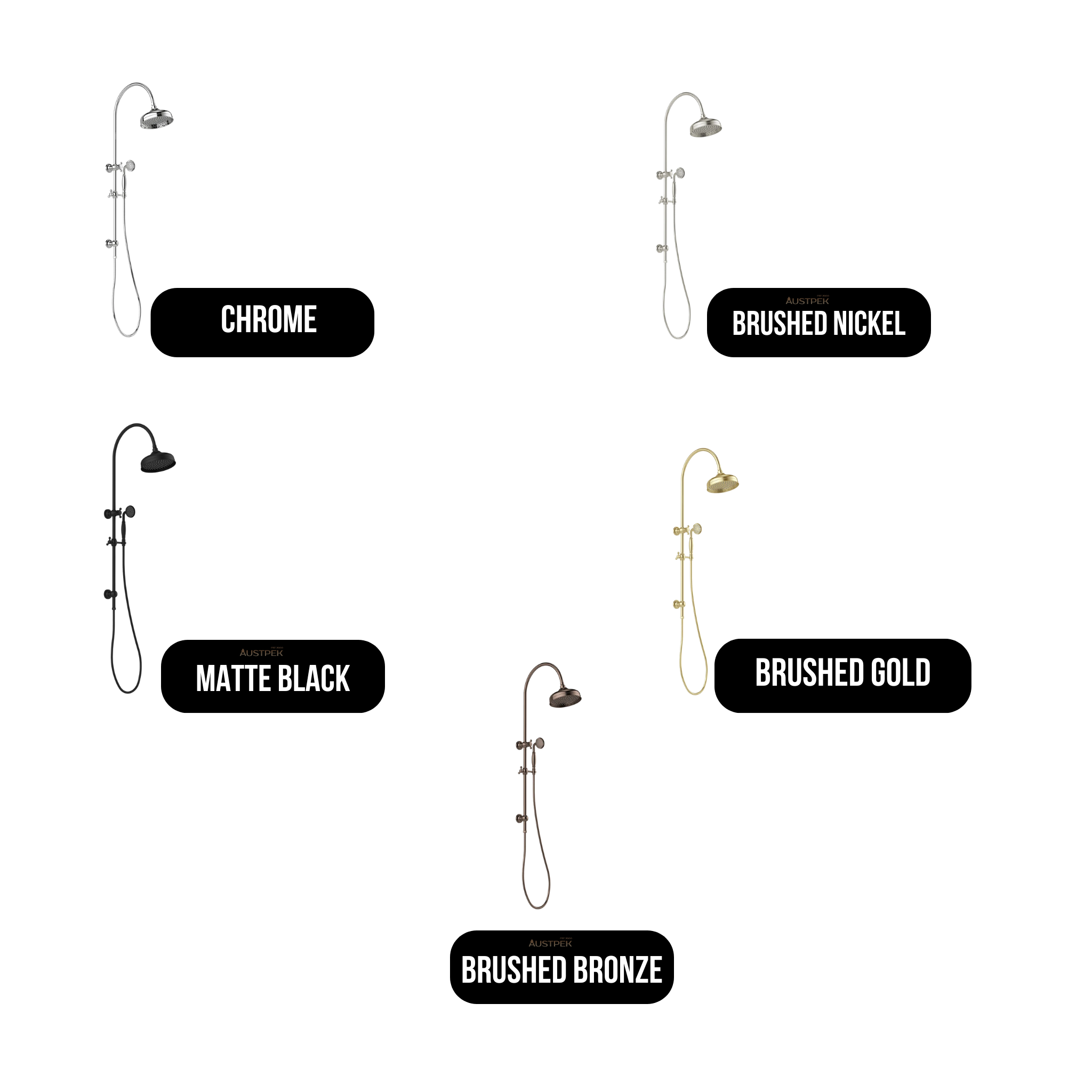 PHOENIX CROMFORD ROSE TWIN SHOWER 208MM CHROME