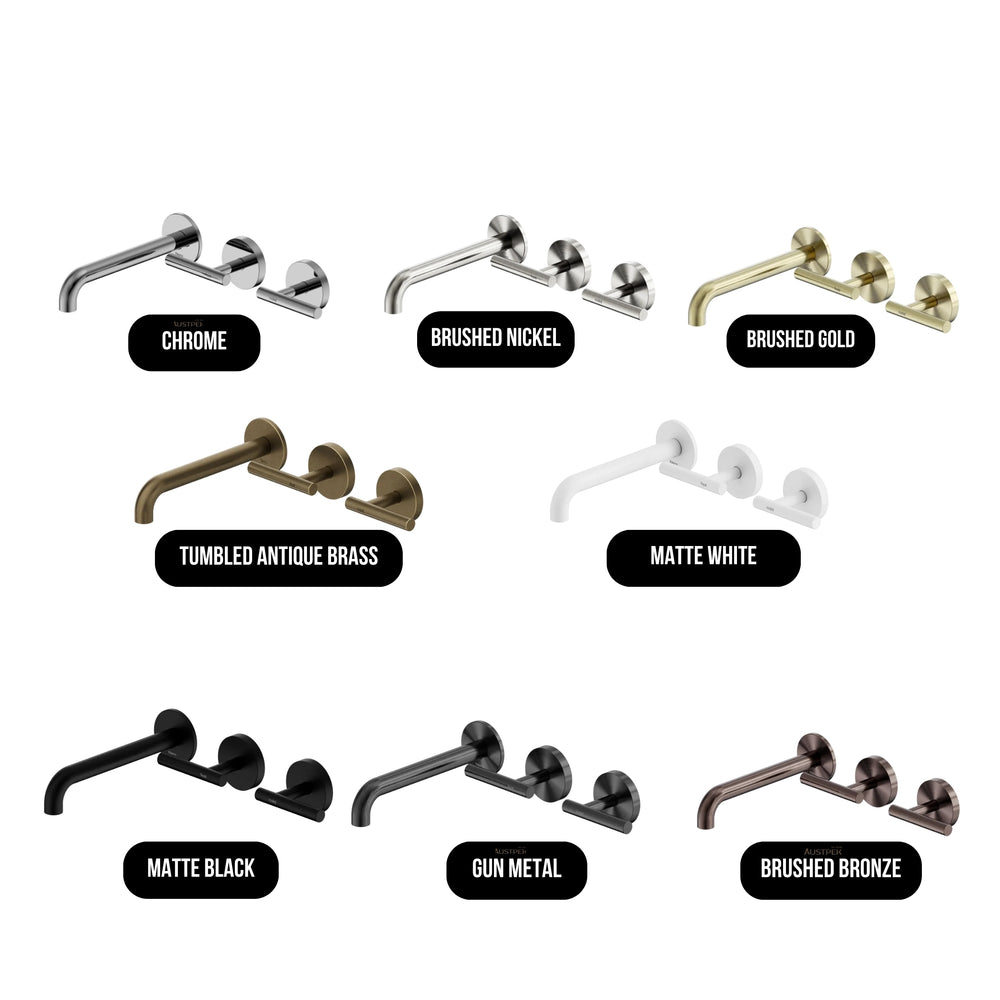 NERO MECCA LEVER WALL BASIN/BATH SET 185MM OFFSET SPOUT BRUSHED BRONZE
