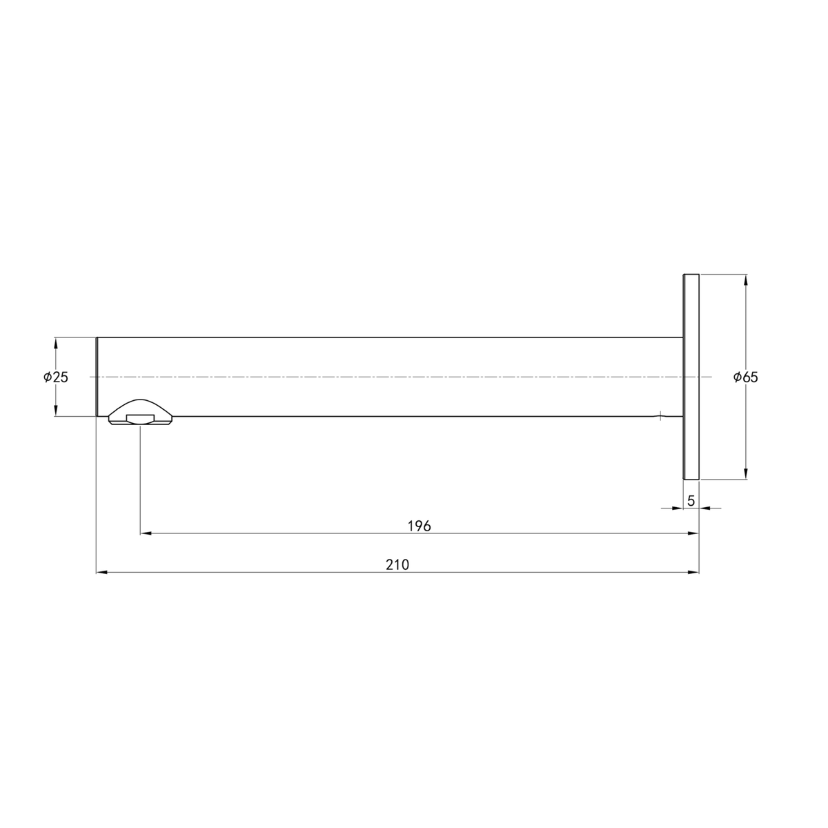 LINSOL BANJO S3 WALL MOUNT BASIN / BATH SPOUT 210MM CHROME