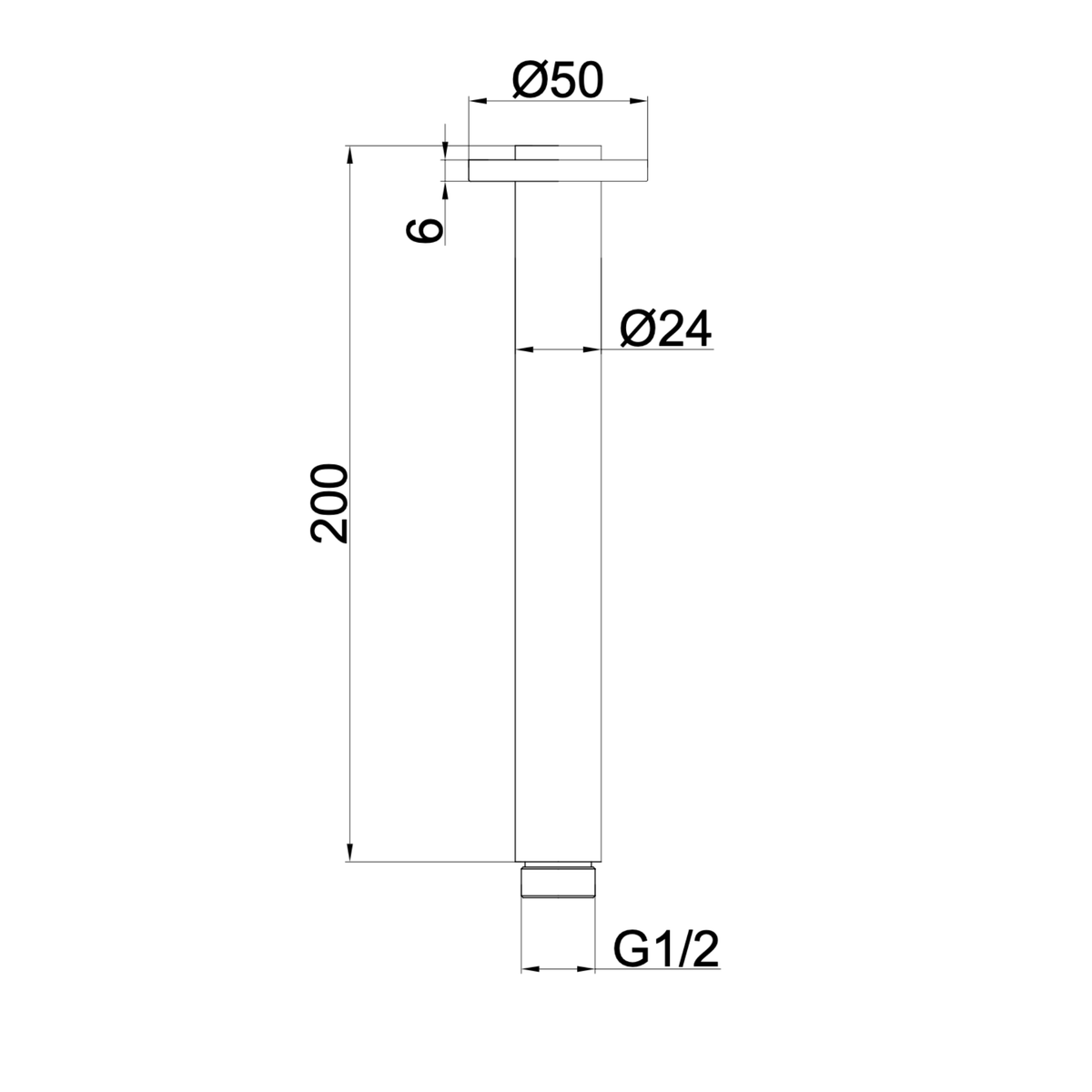 LINSOL CORSICA ROUND CEILING ARM 200MM GUN METAL