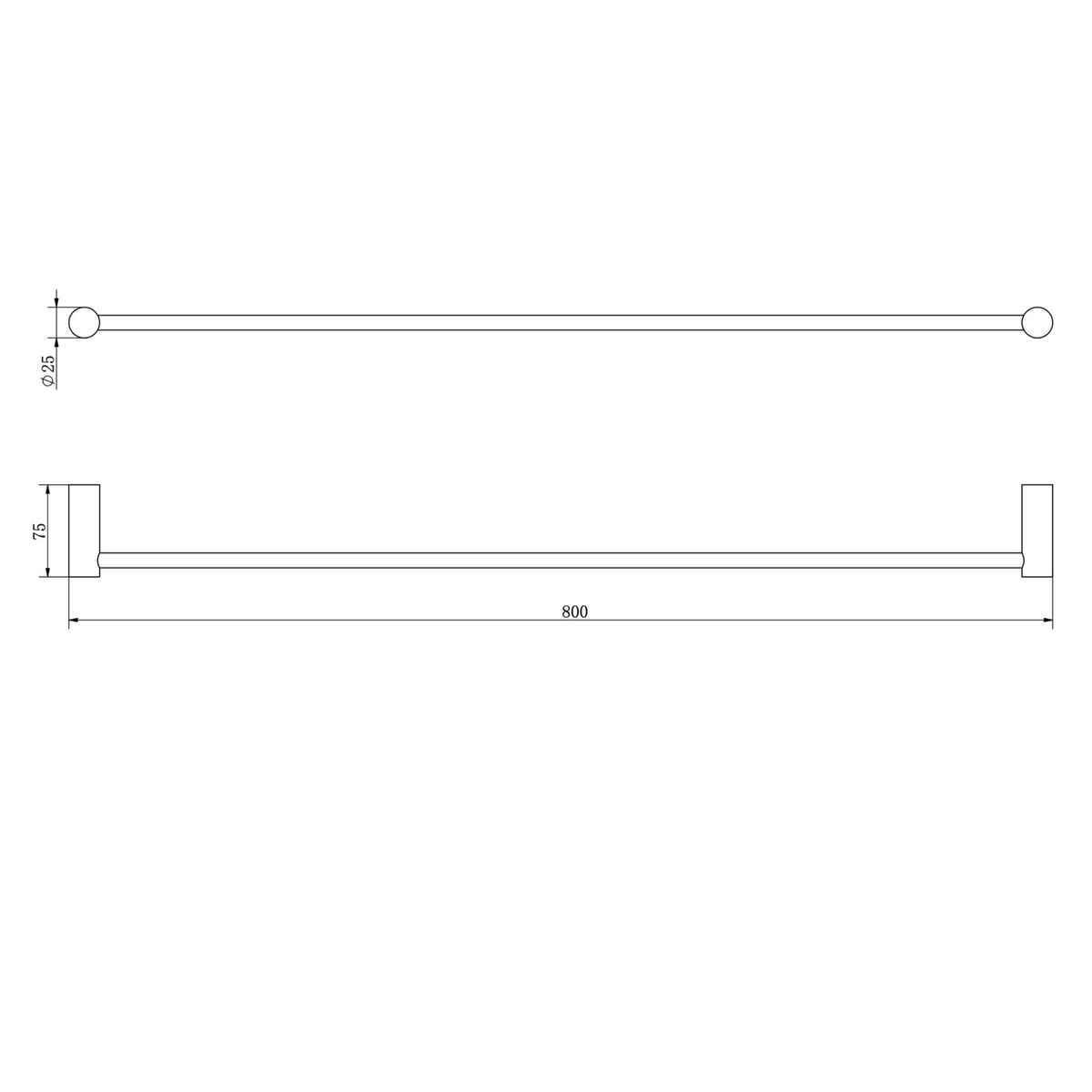 LINSOL DOTTI SINGLE TOWEL RAIL 800MM AGED BRONZE