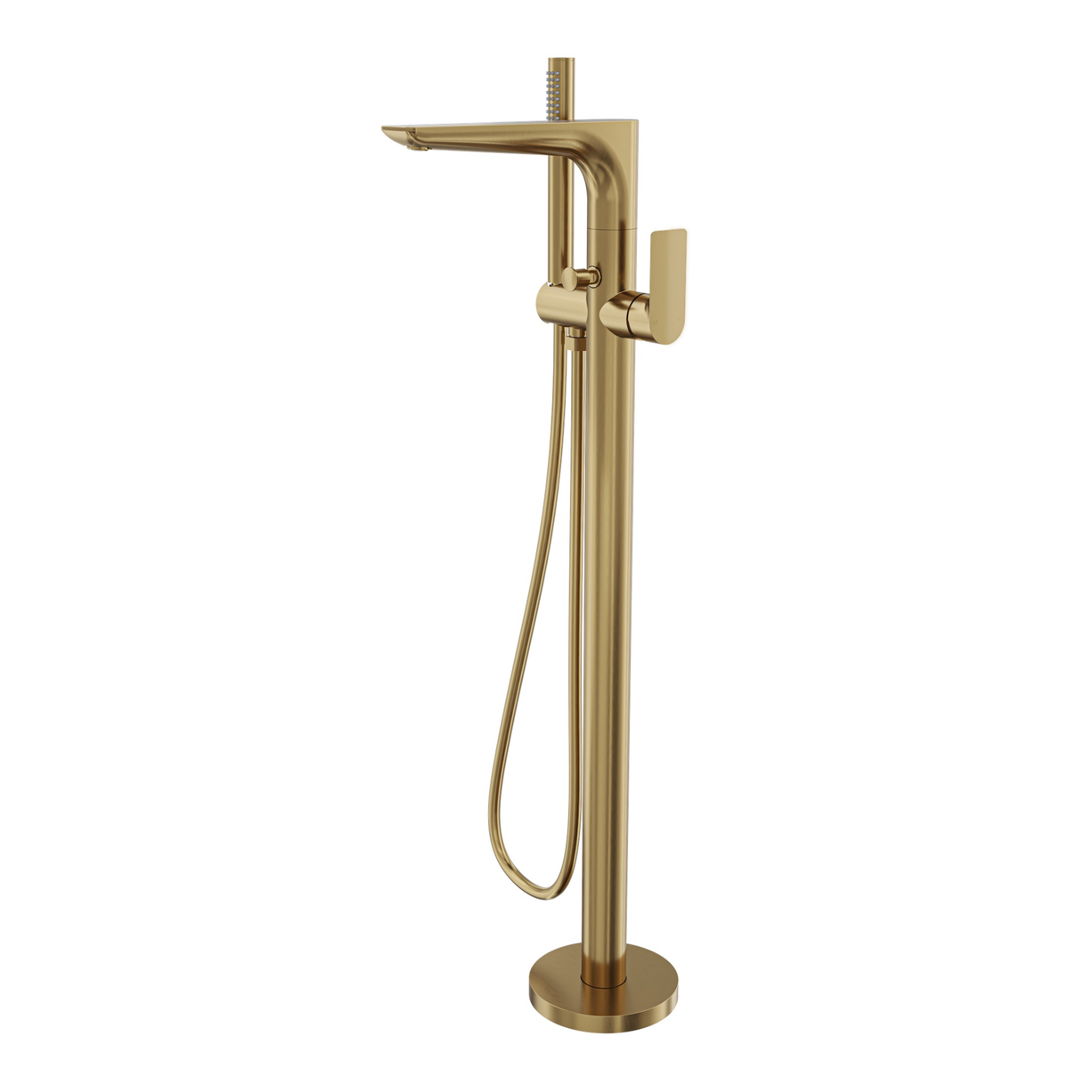 LINSOL KYAH FREESTANDING BATH FILLER WITH HAND SHOWER 914MM BRUSHED BRASS