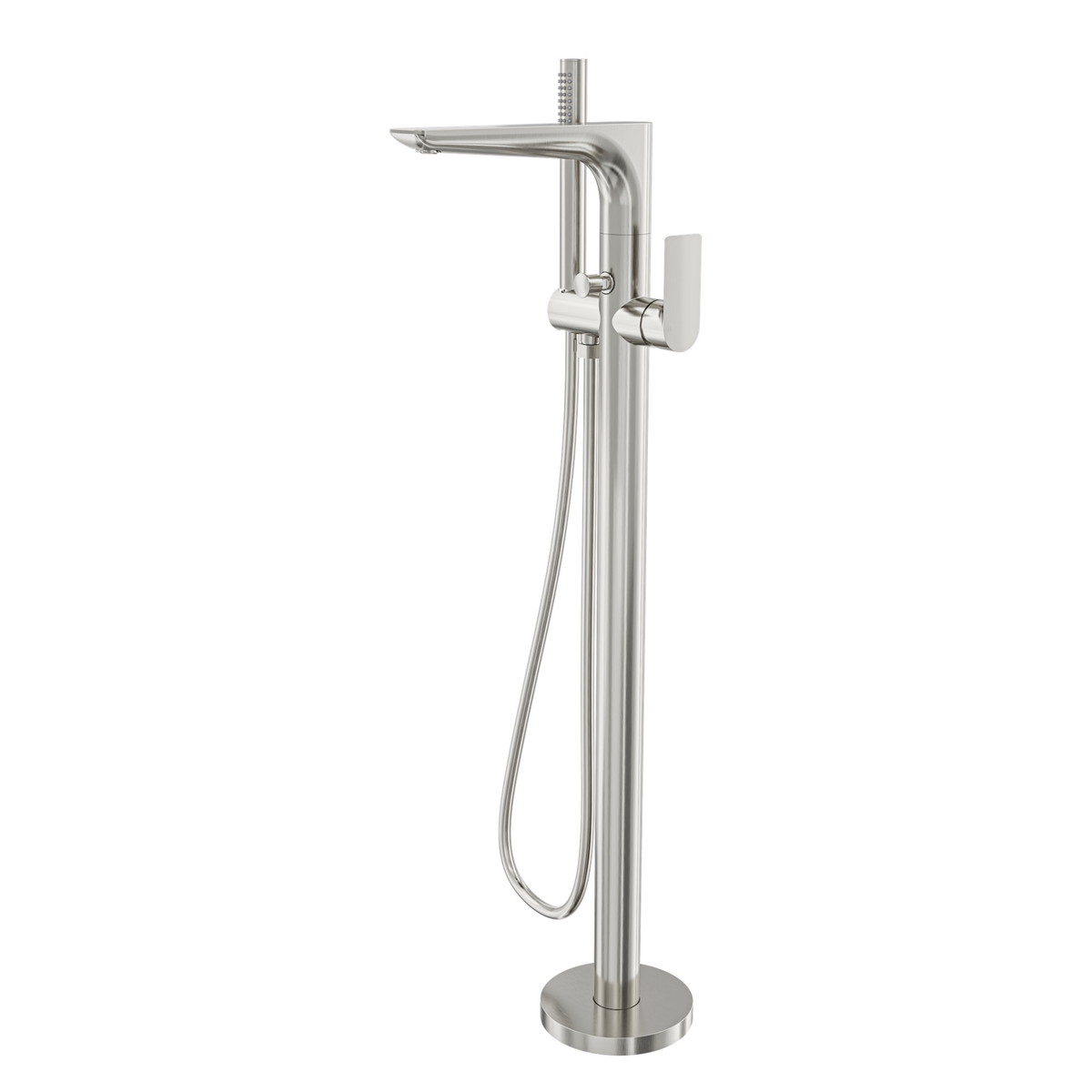 LINSOL KYAH FREESTANDING BATH FILLER WITH HAND SHOWER 914MM BRUSHED NICKEL