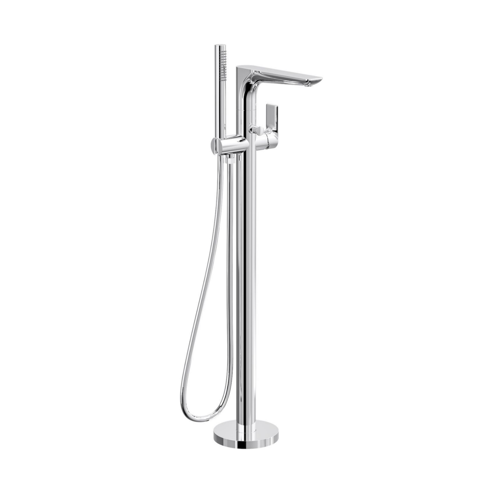 LINSOL KYAH FREESTANDING BATH FILLER WITH HAND SHOWER 914MM CHROME