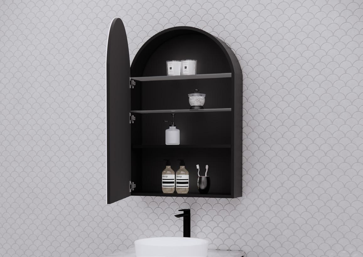 RIVA LONDON MATTE BLACK SHAVING CABINET 600MM