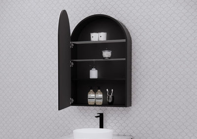RIVA LONDON MATTE BLACK SHAVING CABINET 600X870MM