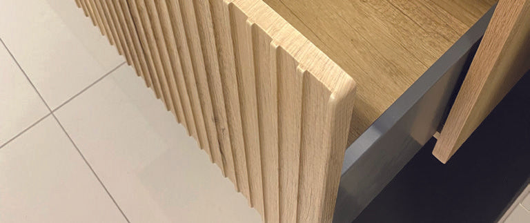 FIENZA ALINA SCANDI OAK FLUTED 900MM SINGLE BOWL WALL HUNG VANITY